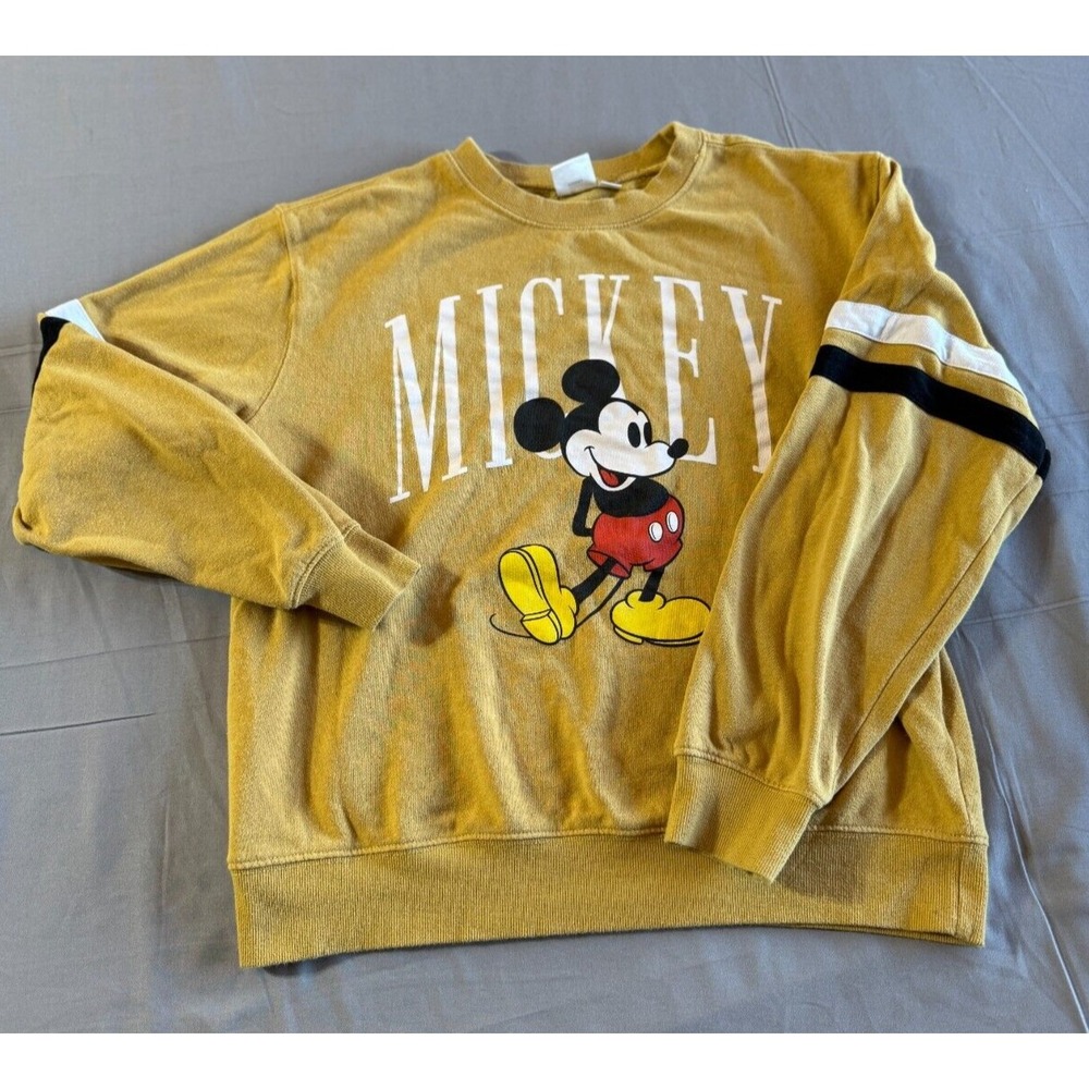 Mickey Mouse‎ Sweater XL Adult Gold Striped Vintage Disney